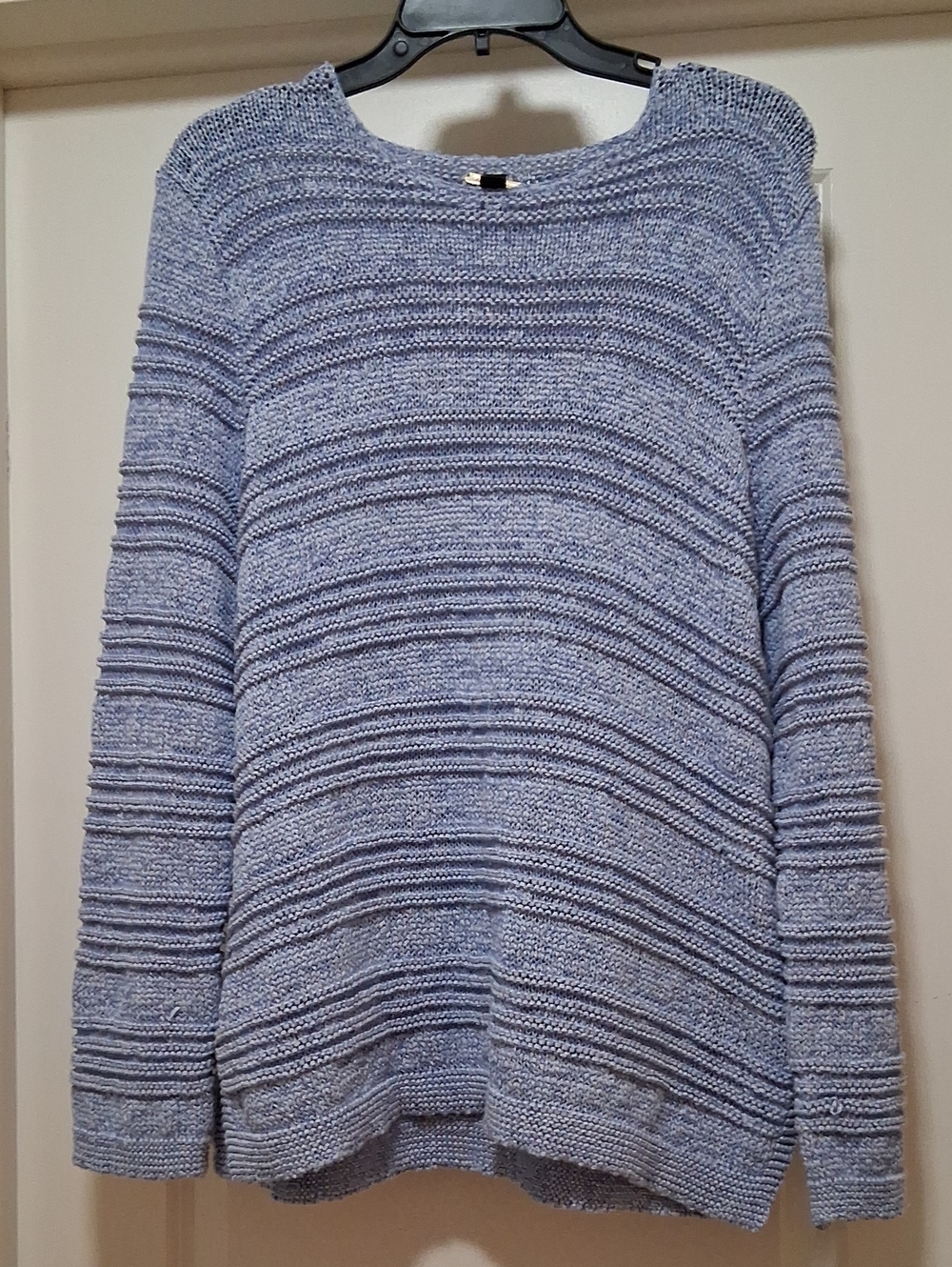 Dana BuchmanLight Blue Striped Knit Sweater